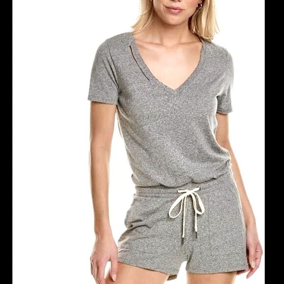 Grey cotton romper - Anthropologie Breeze Romper Tee shirt shorts NWT - Picture 1 of 16